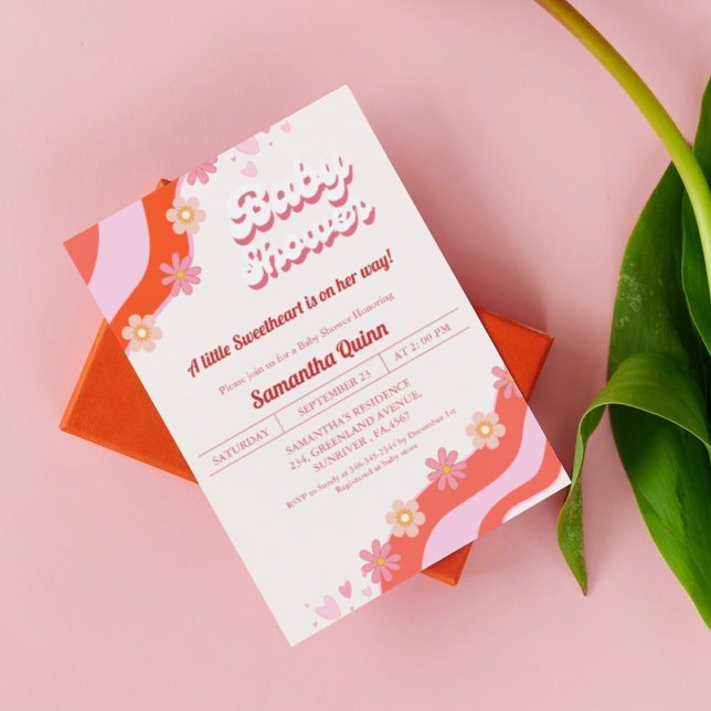 Retro Groovy Valentine Baby Shower Inbjudningar (Skapare uppladdad)