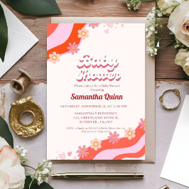 Retro Groovy Valentine Baby Shower Inv. Inbjudningar