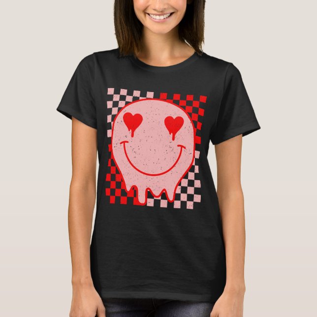 Retro Groovy Valentine Day Hippie Heart Funny T Shirt (Framsida)