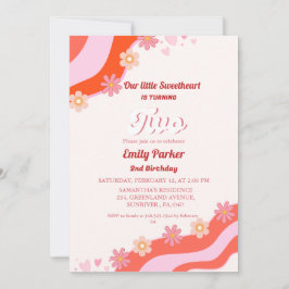 Retro Groovy Valentine, raring 2:a födelsedagen Inbjudningar