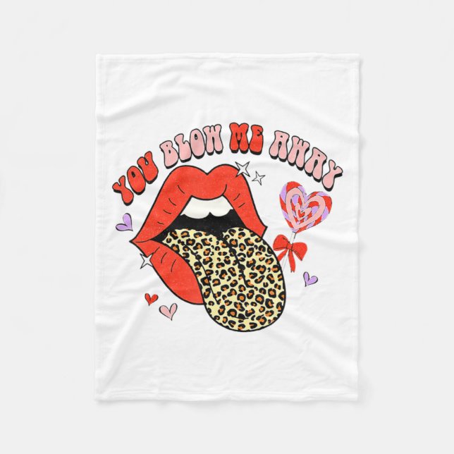 Retro Groovy Valentines Day Dress You Blow Me Away Fleecefilt (Framsidan)