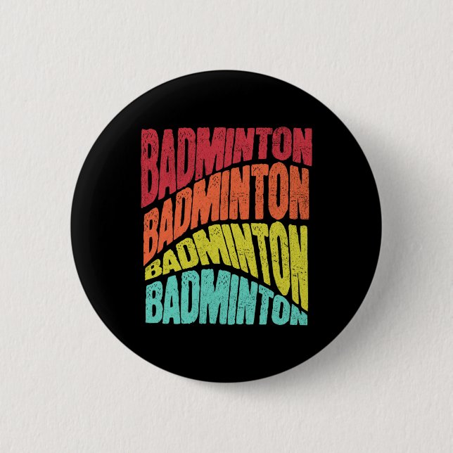 Retro Groovy Vibe Badminton Sports Team Knapp (Framsida)