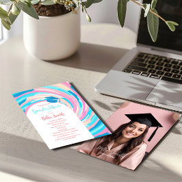 Retro Groovy Vortex Vågigt Pastel Studenten Inbjudningar