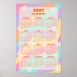 Retro Groovy Wave 70-tal Vintage Stil 2027 Kalende Poster