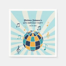 Retro Groovy Wave Disco Boll Musical Blue Birthday Pappersservett