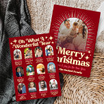 Retro Groovy What A Year In Review 12 Photo Arch Julkort<br><div class="desc">Share your family’s special memories of the year with these retro groovy arch year in review family photo Christmas holiday card! The trendy design features 12 custom arched photo templates on a festive red background and retro groovy typography wording, perfect for displaying a collection of your cherished photos from the...</div>