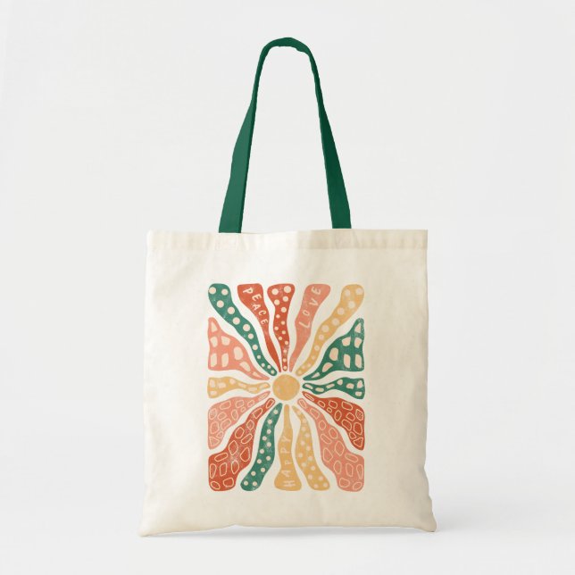 Retro Groovy Wildblomsunburst Tygkasse (Framsidan)