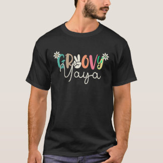 Retro Groovy Yaya Matching Family 1:a födelsedagsp T Shirt