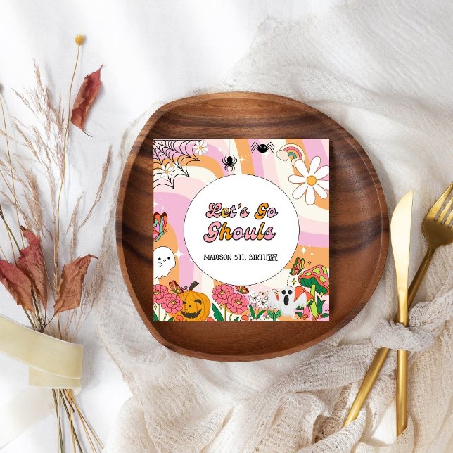 Retro Grooy Låt oss i ghoul Halloween Birthday Pappersservett (Skapare uppladdad)