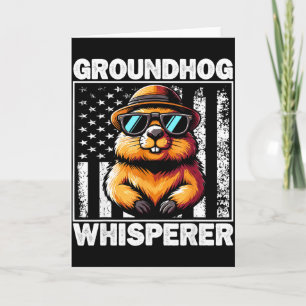 Retro Groundhog-viskar Roligt Trämarkmurmeldjur Gr Kort
