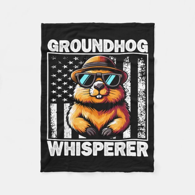 Retro Groundhog Whisperer Funny Woodchuck Groundho Fleecefilt (Framsidan)