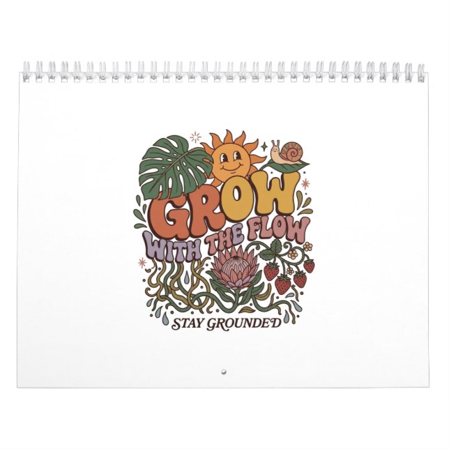 Retro Grow With The Flow Spiralhäfte | Boho Na Kalender (Omslag)