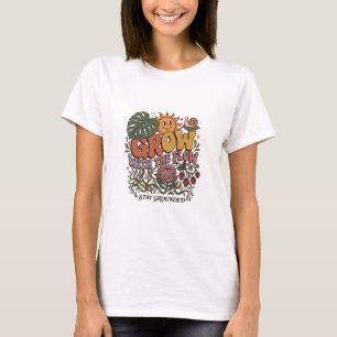 Retro Grow With The Flow T-Shirt Boho Botanisk