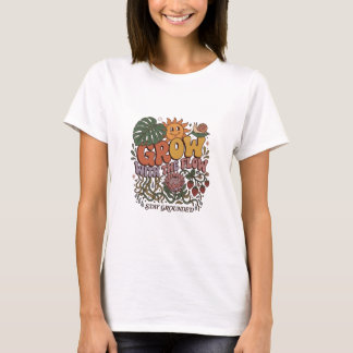 Retro Grow With The Flow T-Shirt | Boho Botanisk