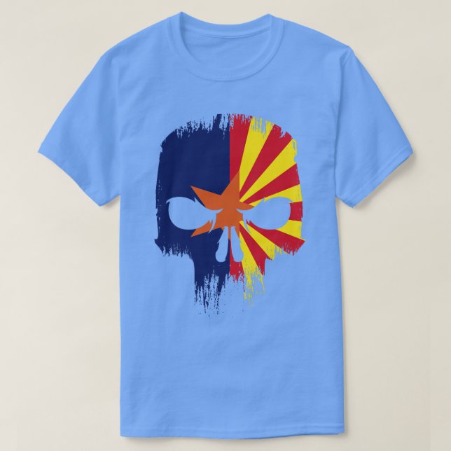 Retro Grunge Arizona Statlig flagga Skull T Shirt (Design framsida)