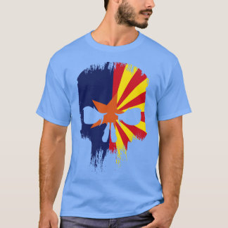 Retro Grunge Arizona Statlig flagga Skull T Shirt