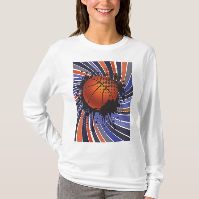 Retro Grunge Basketball Abstract Urban Sports T Shirt (Framsida)