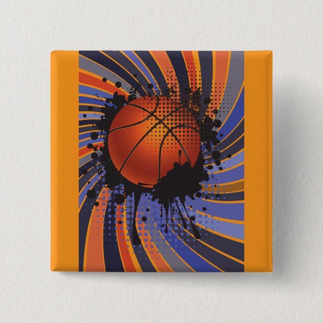 Retro Grunge Basketboll Abstrakt Urban Idrott Knapp (Framsida)