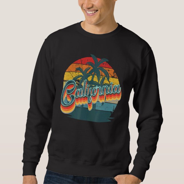 Retro Grunge California Disted California 70s Lång Ärmad Tröja (Framsida)