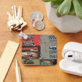 Retro Grunge Classic Car Nyckelring