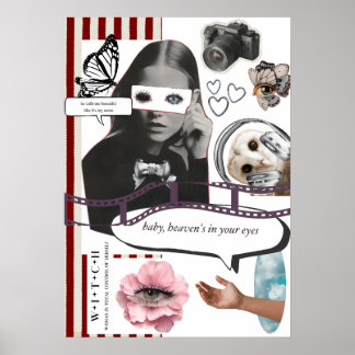 Retro Grunge Coquette Aesthetic Photo Collage Poster