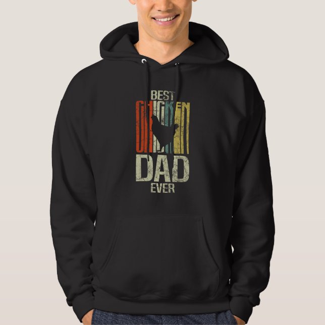 Retro grunge farmer best chicken dad ever hoodie (Framsida)