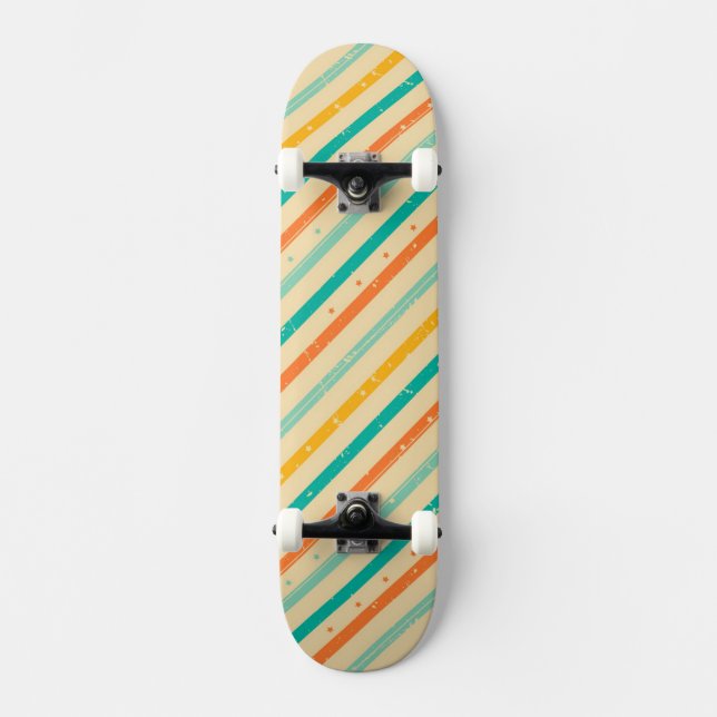 Retro grunge görat randig mönster old school skateboard bräda 21,6 cm (Framsida)
