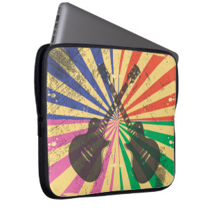 Retro Grunge Guitars på startbakgrunden Laptop Sleeve