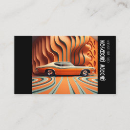 Retro grunge orange brun snyggt gammal bil visitkort