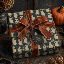Retro Grunge Spöken Halloween Mönster Presentpapper
