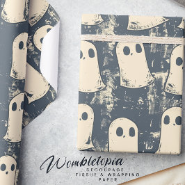 Retro Grunge Spöken Halloween Mönster Presentpapper
