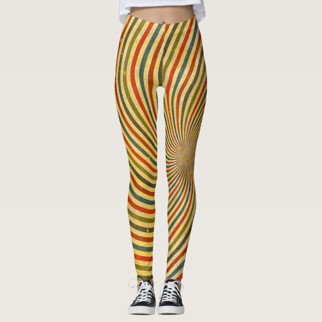Retro Grunge Swirl Rand + dina idéer Leggings (Framsida)