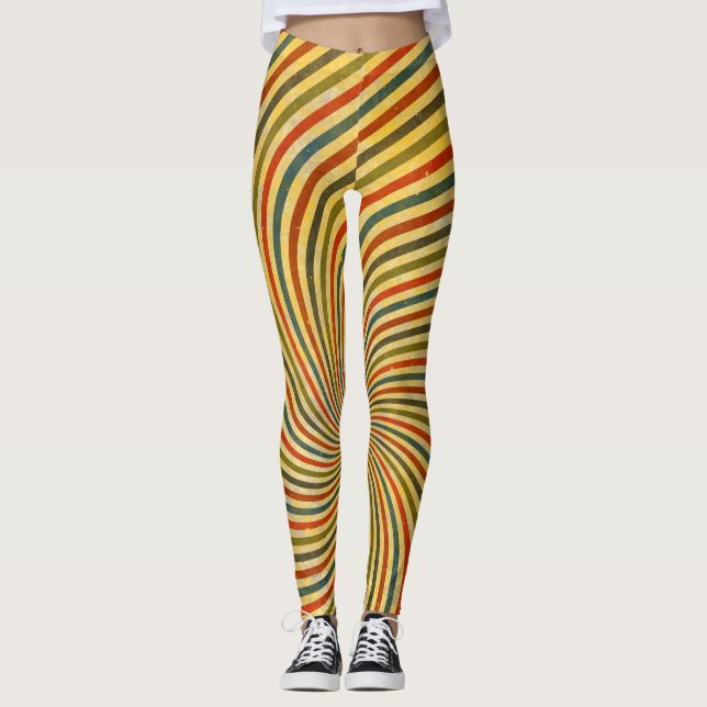 Retro Grunge Swirl Rand + dina idéer Leggings (Framsida)