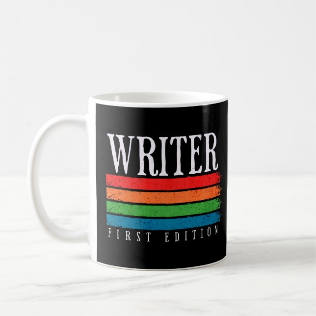 Retro Grunge Writer First Edition Kaffemugg (Vänster)