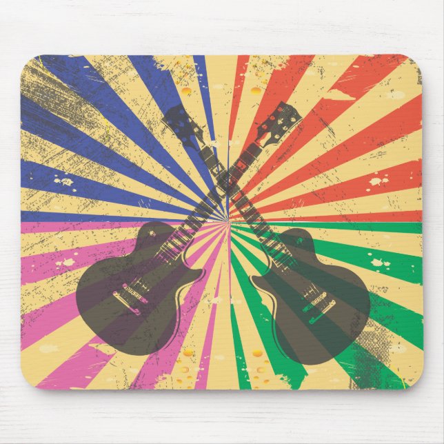 Retro Grungegitarrer på starburstbakgrund Musmatta (Framsidan)