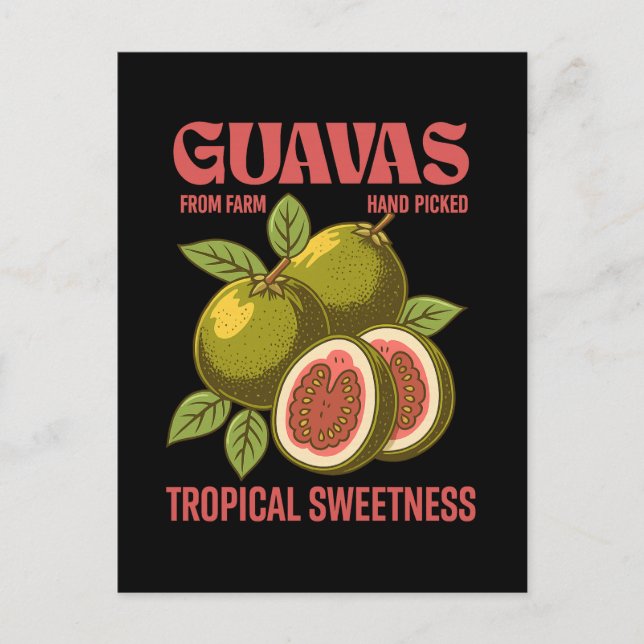 Retro Guavas Fruit Commercial Graphic Art Stil Helg Vykort (Framsida)