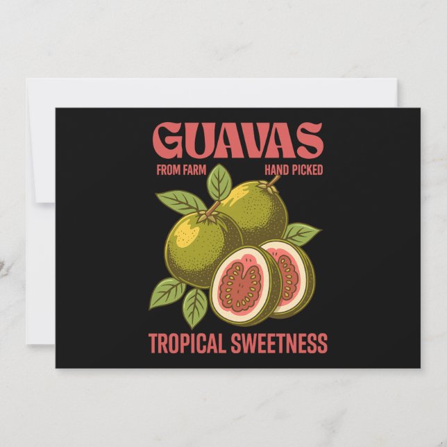 Retro Guavas Fruit Commercial Graphic Art Stil Inbjudningar (Framsida)