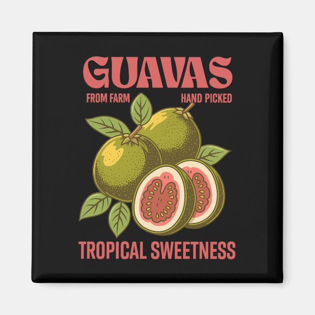 Retro Guavas Fruit Commercial Graphic Art Stil Magnet (Framsidan)