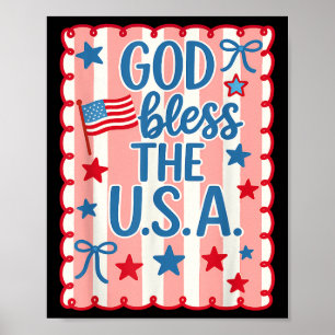 Retro Gud välsigne Amerika USA Flagga Kristna 4 ju Poster