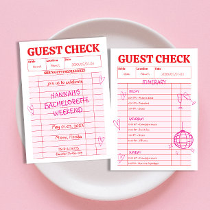 Retro Guest Check Doodle Whimsical Bachelorette Inbjudningar
