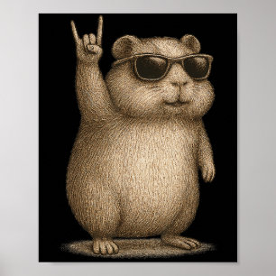 Retro Guinea Gris Sten på Music Funny Gift Manar W Poster