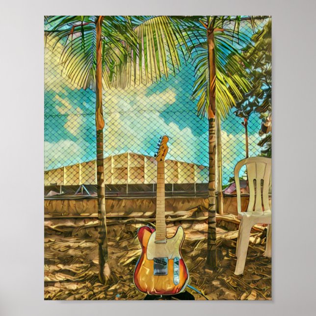 retro guitar älskare-gåva poster (Framsidan)