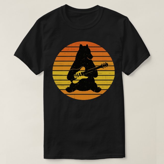 Retro Guitar Bear T Shirt (Design framsida)