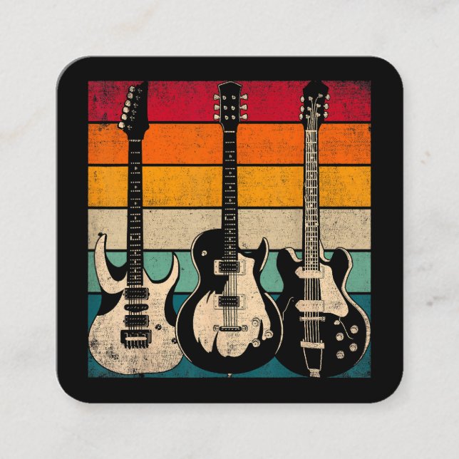 Retro Guitar Fyrkantigt Visitkort (Framsida)
