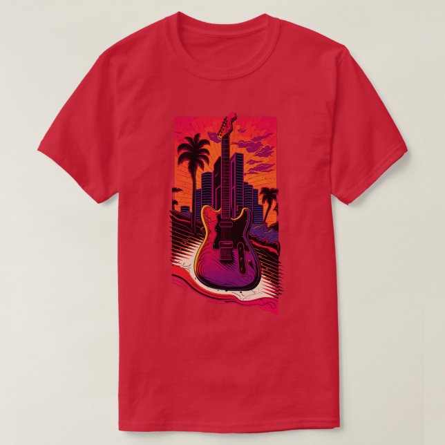 Retro Guitar Gift Guitarist Sten Konsertfestival T Shirt (Design framsida)