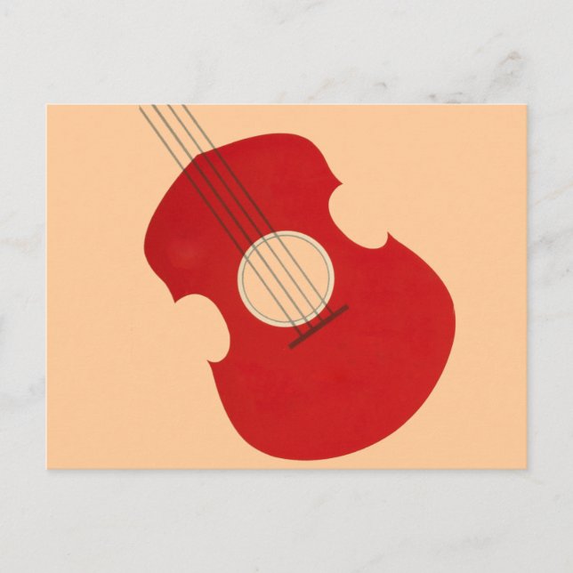 Retro Guitar Graphic Red Musical Instrument Design Vykort (Framsida)