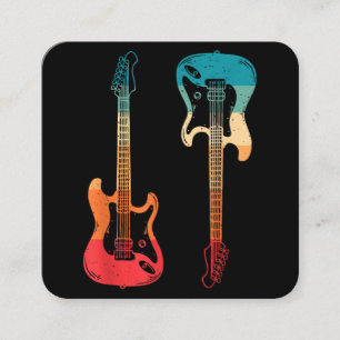 Retro Guitar Guitarist Electric Bass Guitar Sten M Fyrkantigt Visitkort