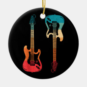 Retro Guitar Guitarist Electric Bass Guitar Sten M Julgransprydnad Keramik