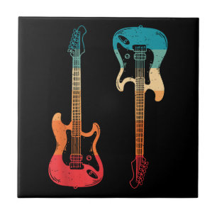 Retro Guitar Guitarist Electric Bass Guitar Sten M Kakelplatta
