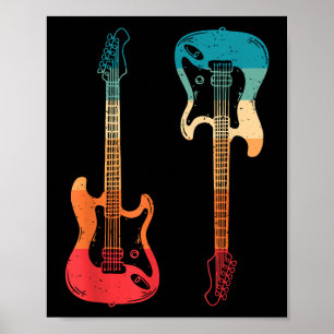 Retro Guitar Guitarist Electric Bass Guitar Sten M Poster